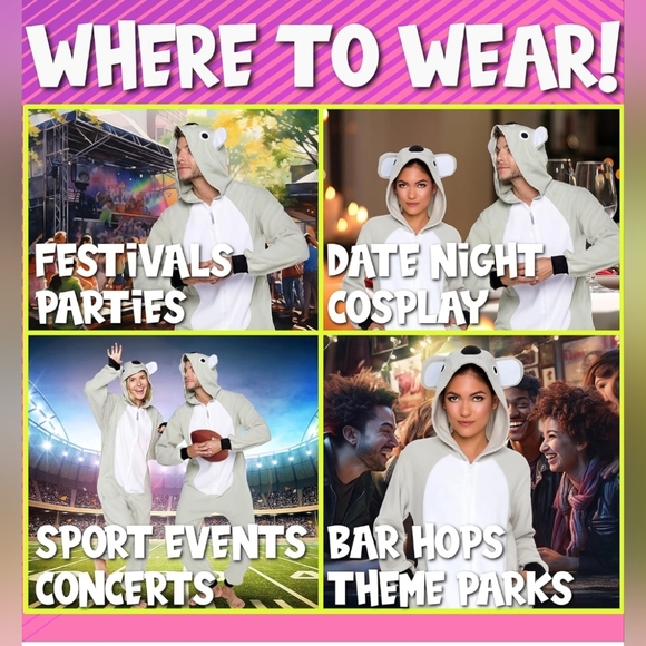 Funziez! Slim Fit Adult Koala Onesie One Piece. - Picture 14 of 15